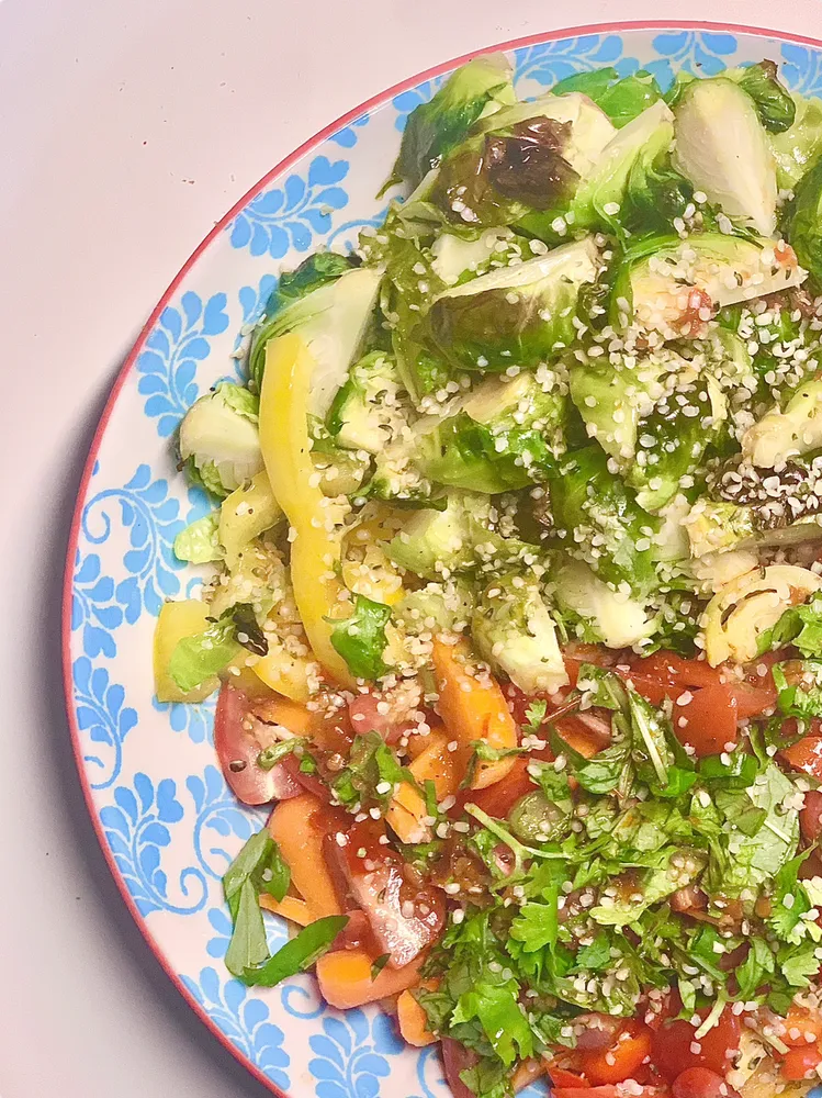 chopped rainbow salad with herbs